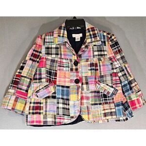 VTG Tweeds Cotton Madras Patchwork Plaid Jacket Boho Indie Coquette Retro SM